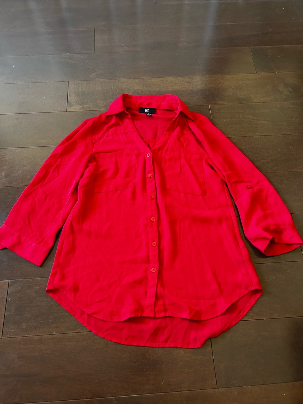 Womens Red Button-Front Blouse
